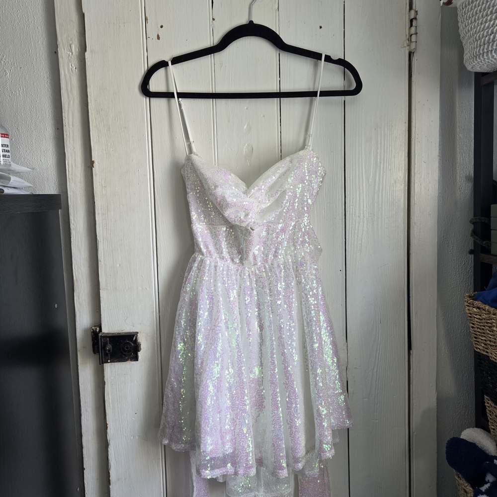 Lucy In The Sky Irredescent Sequin Twist Mini Dress
